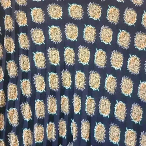 Banana Republic Women's Navy Blue Polyester Accordion Pleated Geo Print Maxi Ski - Picture 4 of 14